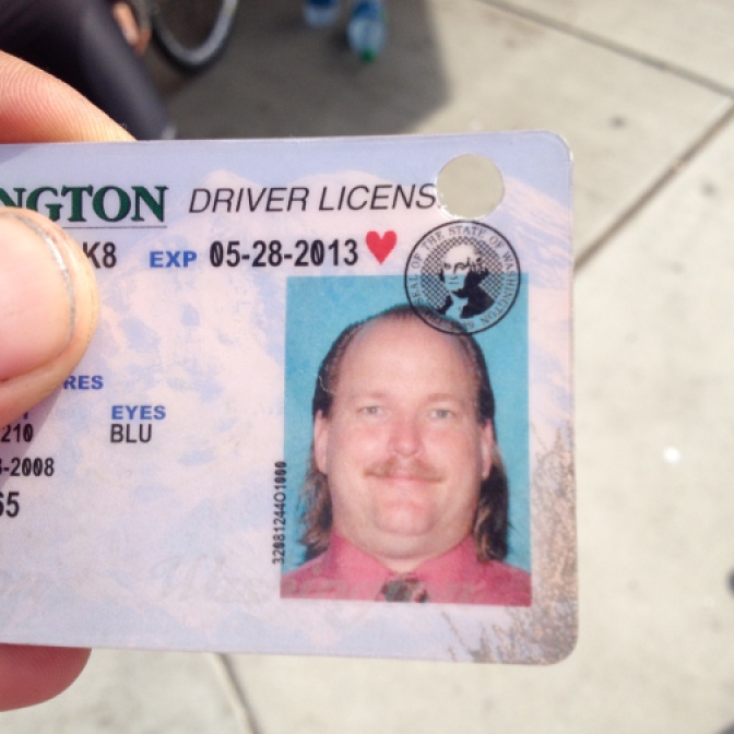 Scott kept his old driver's license as a "souvenir."